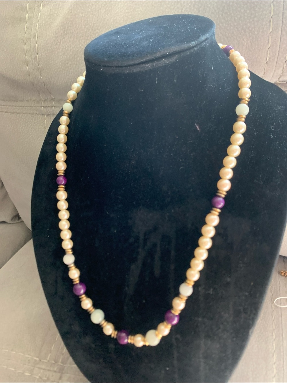 Vintage Elegant Gold and Purple  Stone Beaded Women's Necklace